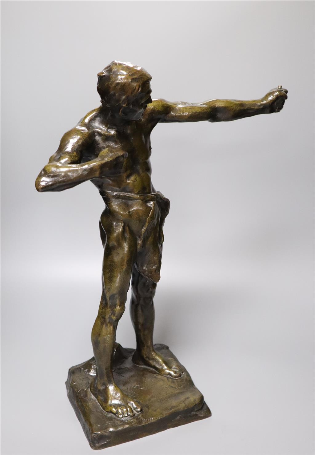 H. Muller. A bronze model of a male archer, 45cm high